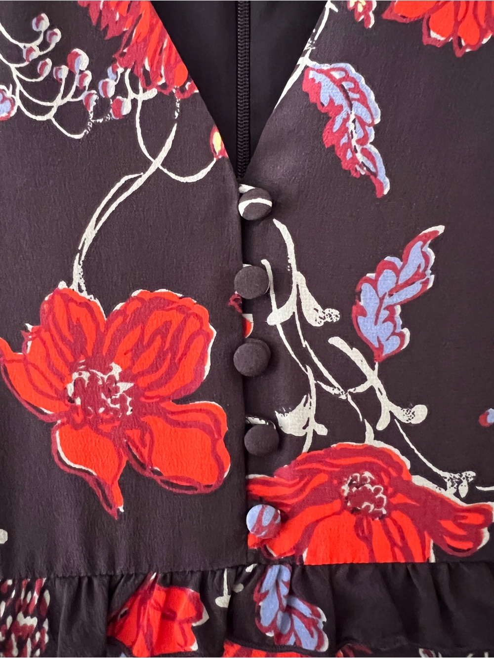 Madewell Floral Silk Knee-Length Dress, Long Sleeves - Picture 4 of 6